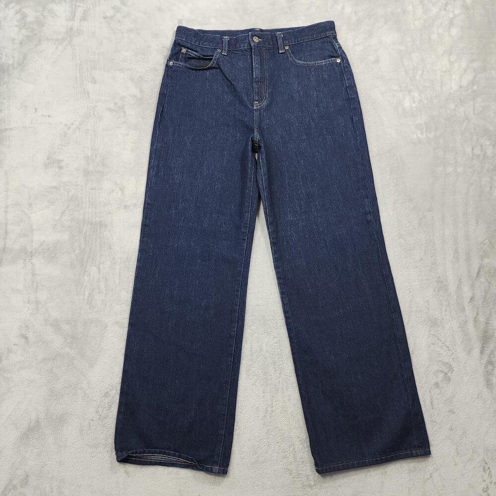 Uniqlo Jeans Womens 29 Blue High Rise Wide Straight Relaxed Kaihara Denim Casual